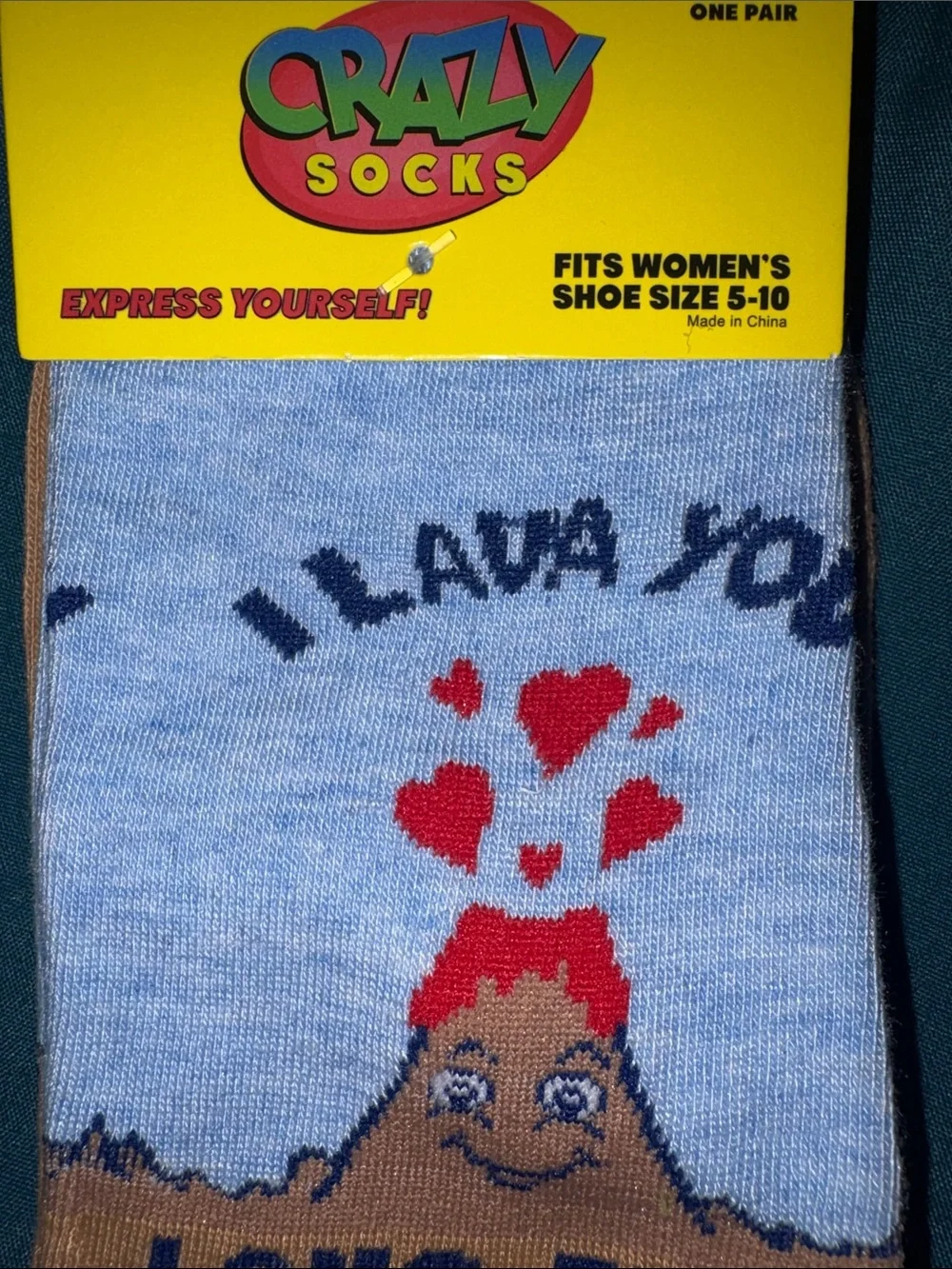 Crazy Socks Volcano “I Men’s Crew Socks - I Lava You Long Time Women 5-10